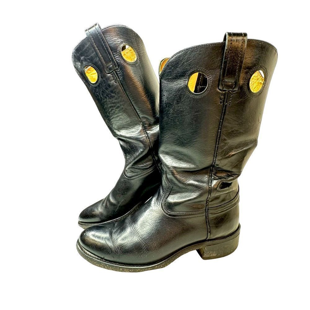 ACME Vintage Black Leather Cowboy Boots Size 9D